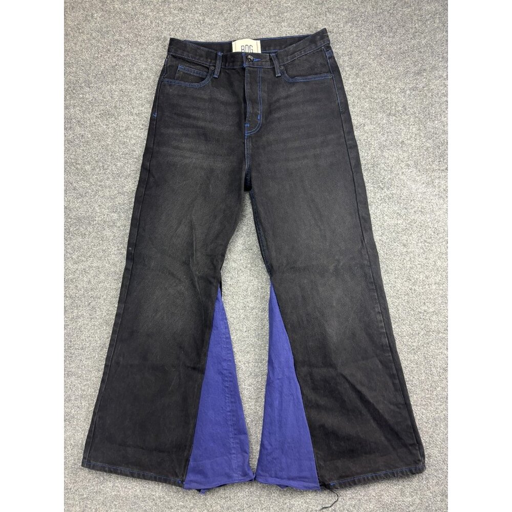 BDG Jeans Womens 30 Black Baggy Fit Flare Wide Leg Purple Insert Contrast Stitch